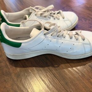 Adidas White and Green Stan Smith Sneakers